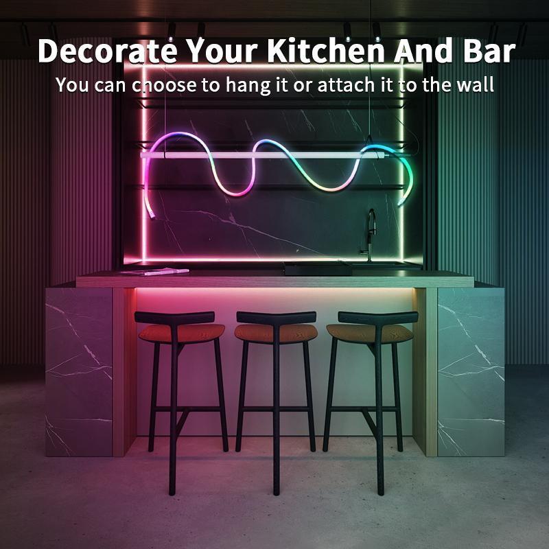 9.84ft Neon LED Rope Lights, 360° Luminous Waterproof Strip with Music Sync, Remote & APP Control, for Indoor/Outdoor Gaming Room, Bedroom led light