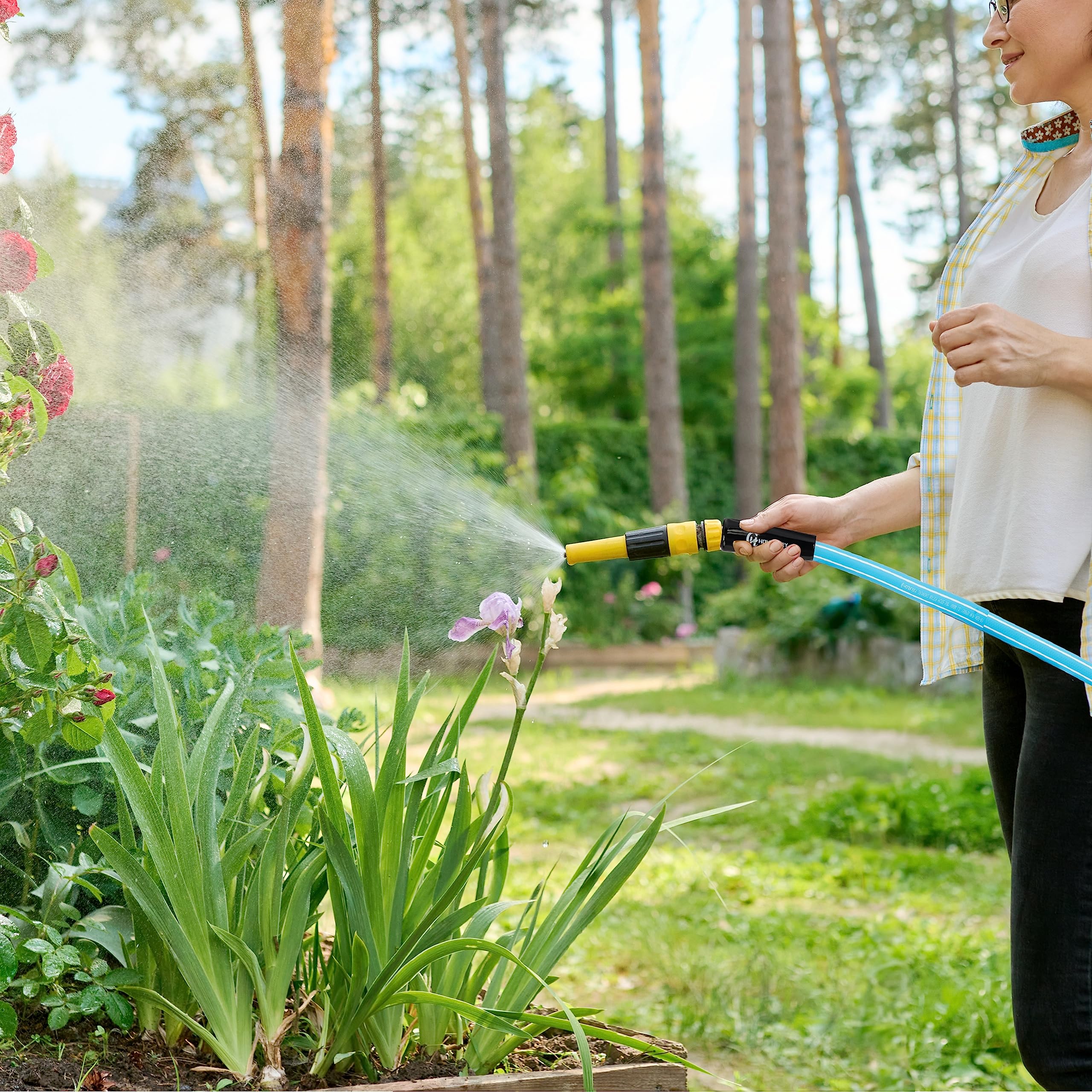 Hourleey RV Water Hose, 5/8'' Premium Drinking Water Hose Leak Free, No Kink and Flexible Camper Water Garden Hose for RV Camper Truck and Car, Blue