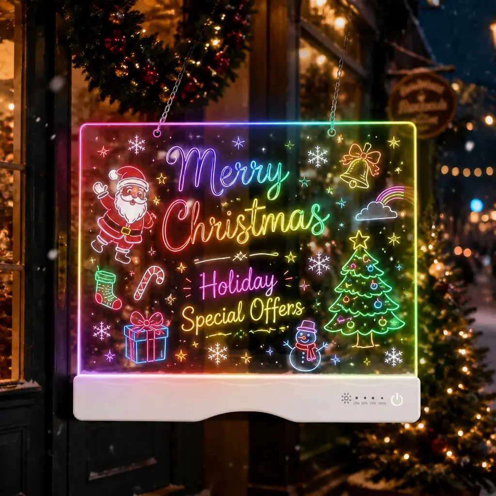 New Rechargeable LED Painting Board, Acrylic Neon Message Board, Kids Graffiti Party Decor Night Light, Christmas Gift