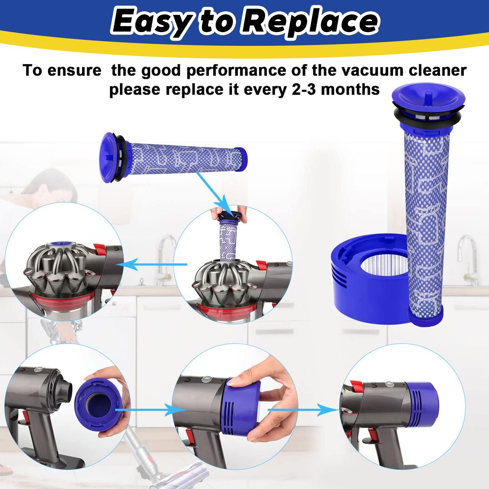 Dyson V7/v8 Vacuum Cleaner Replacement Parts Set, Hepa Filter & Pre/post Filters Compatible with Animal/absolute Models
