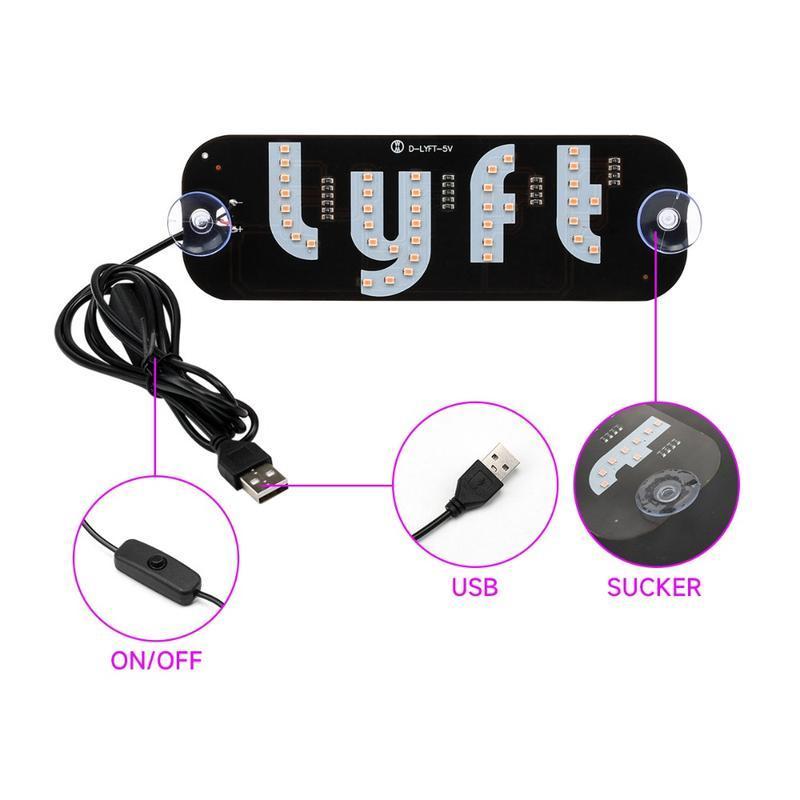 Lyft Uber LED Car Sign for Windshield, Pink LED Taxi Light Sign for Drivers, USB Powered Car Window Identification Glow Light with Suction Cups, Universal for Cars, SUVs, Trucks Lyft Uber LED Car Sign for Windshield, Pink LED Taxi Light Sign for Drivers, USB Powered Car Window Identification Glow Light with Suction Cups, Universal for Cars, SUVs, Trucks