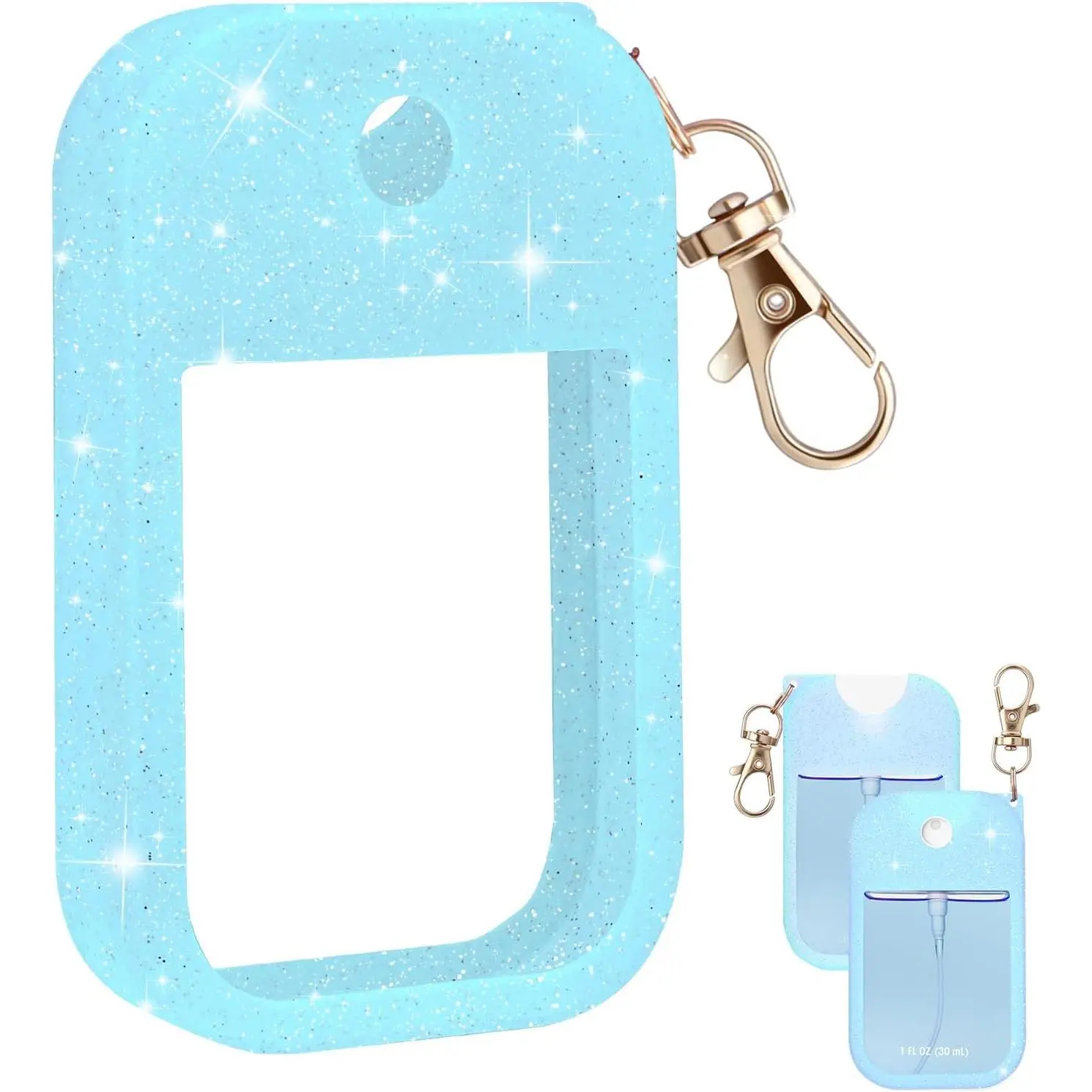 Hand Sanitizer  Glitter Case for , Case with  for Power Mist and Glow Mist 1 fl oz(Glitter Sequin Blue),Travel Size