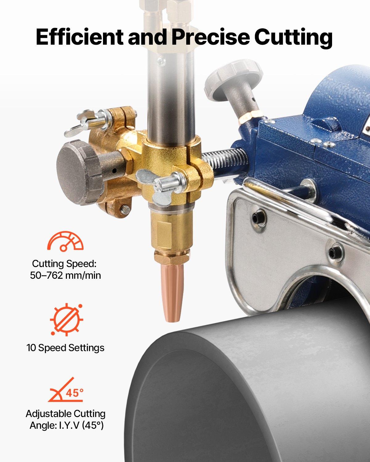 VEVOR 110V CG2-11C Electromagnetic Pipe Cutter, 2"-30"/Min Automatic Beveler for 0.2"-4" (5–101.6 mm/300x270x160 mm) Tubes, 3 Tips, 10-Speed Adjustment, Adjustable Angles, Copper Torches, 11.8x10.6x6.3 in, 14.8 kg, Pipe Cutters, Torch Burner, 300 X 270 X VEVOR 110V CG2-11C Electromagnetic Pipe Cutter, 2"-30"/Min Automatic Beveler for 0.2"-4" (5–101.6 mm/300x270x160 mm) Tubes, 3 Tips, 10-Speed Adjustment, Adjustable Angles, Copper Torches, 11.8x10.6x6.3 in, 14.8 kg, Pipe Cutters, Torch Burner, 300 X 270 X
