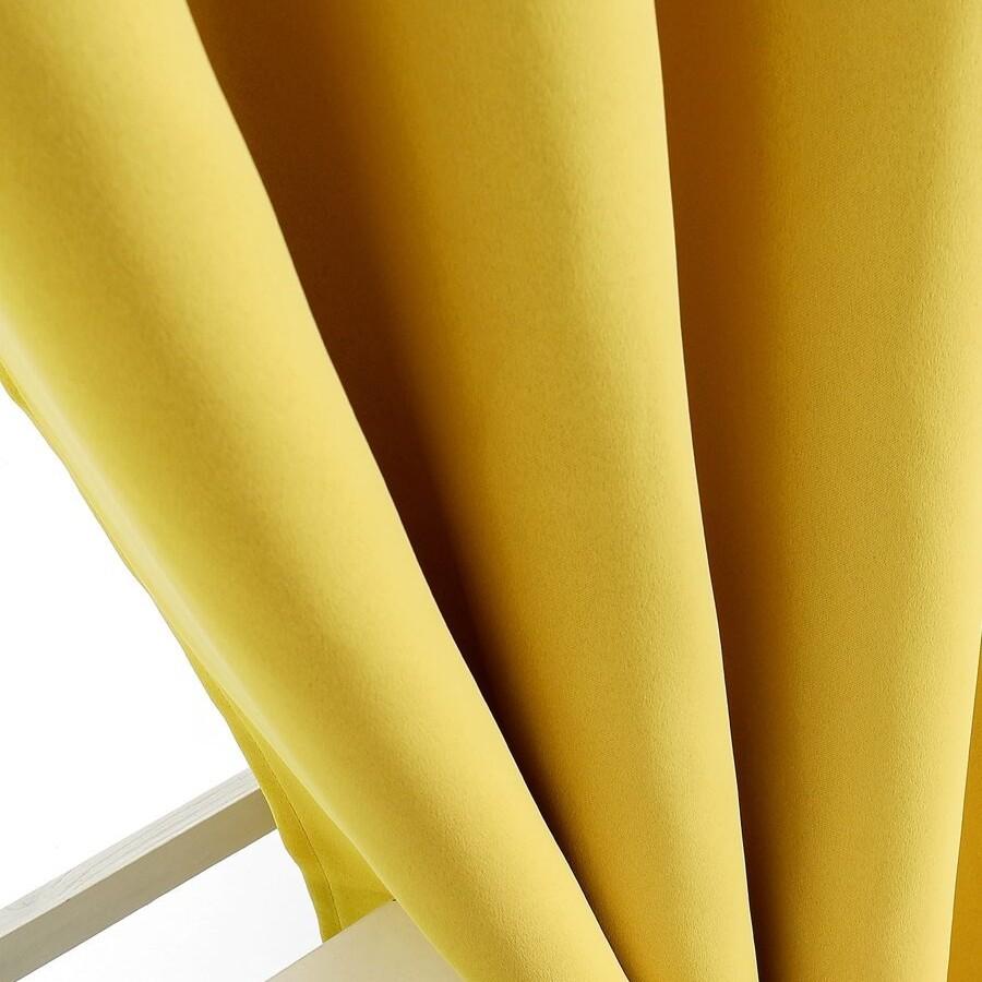 1pc Solid Color Blackout Curtain Panel, Thermal Insulated Room Darkening Curtain For Living Room, Bedroom, Yellow Color