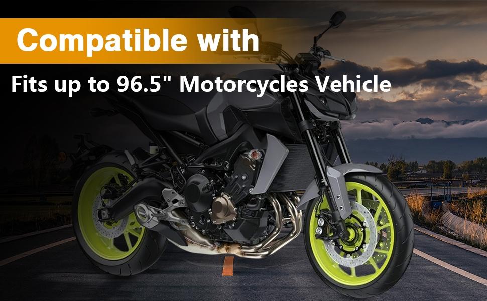 Universal Motorcycle Cover with Windproof Buckle, Waterproof Sun Protection Dust Proof, Indoor Outdoor Storage Bag Included