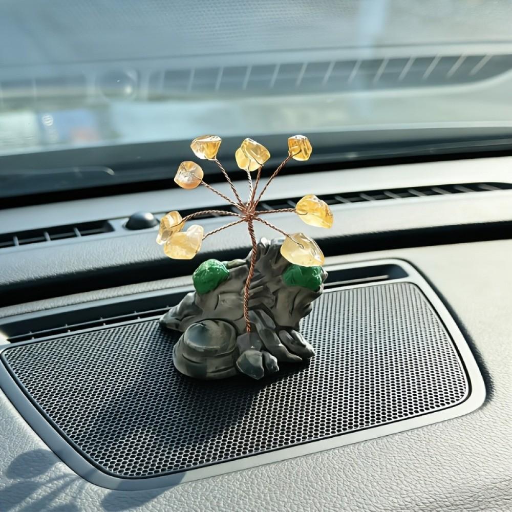 Crystal Tree Ornament for Car Use, Feng Shui Lucky Tree, Home and Office Decor, DIY Handmade Decoration, Ideal Christmas Gift
