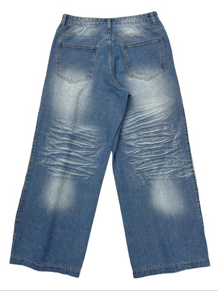 Men's Light Blue Washed Straight Leg Jeans, Vintage Y2K Style, Simple Versatile Denim Jeans, Suitable for All Seasons