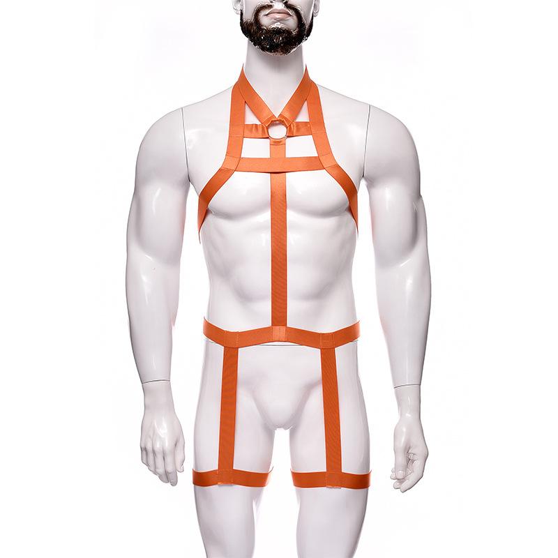 Men's Fashion Nightclub Style One-Piece Bondage Chest Harness Set, Elastic Adjustable, Perfect for Party, Nightclub & Stage Performance