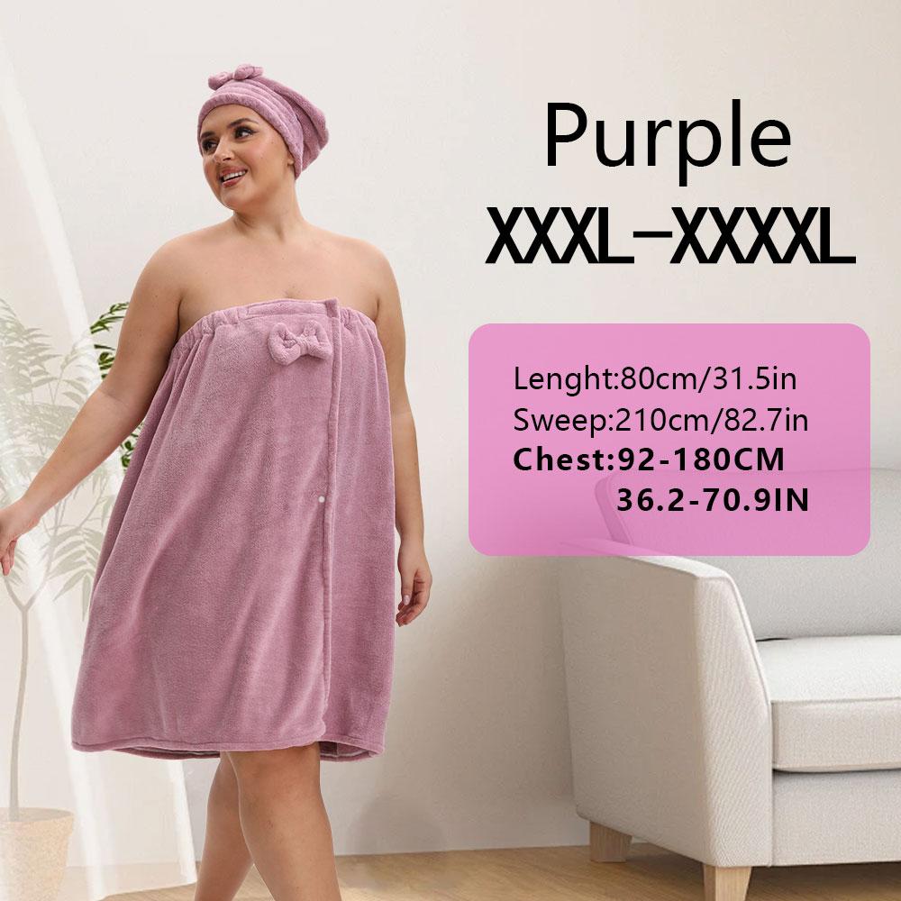 Solid Color Bathrobe & Bath Towel Set, Adjustable Shower Cap Included Bathrobe & Bath Towel, Soft Comfortable Bathrobe & Towel for Home Travel Sauna, Bathroom Towel