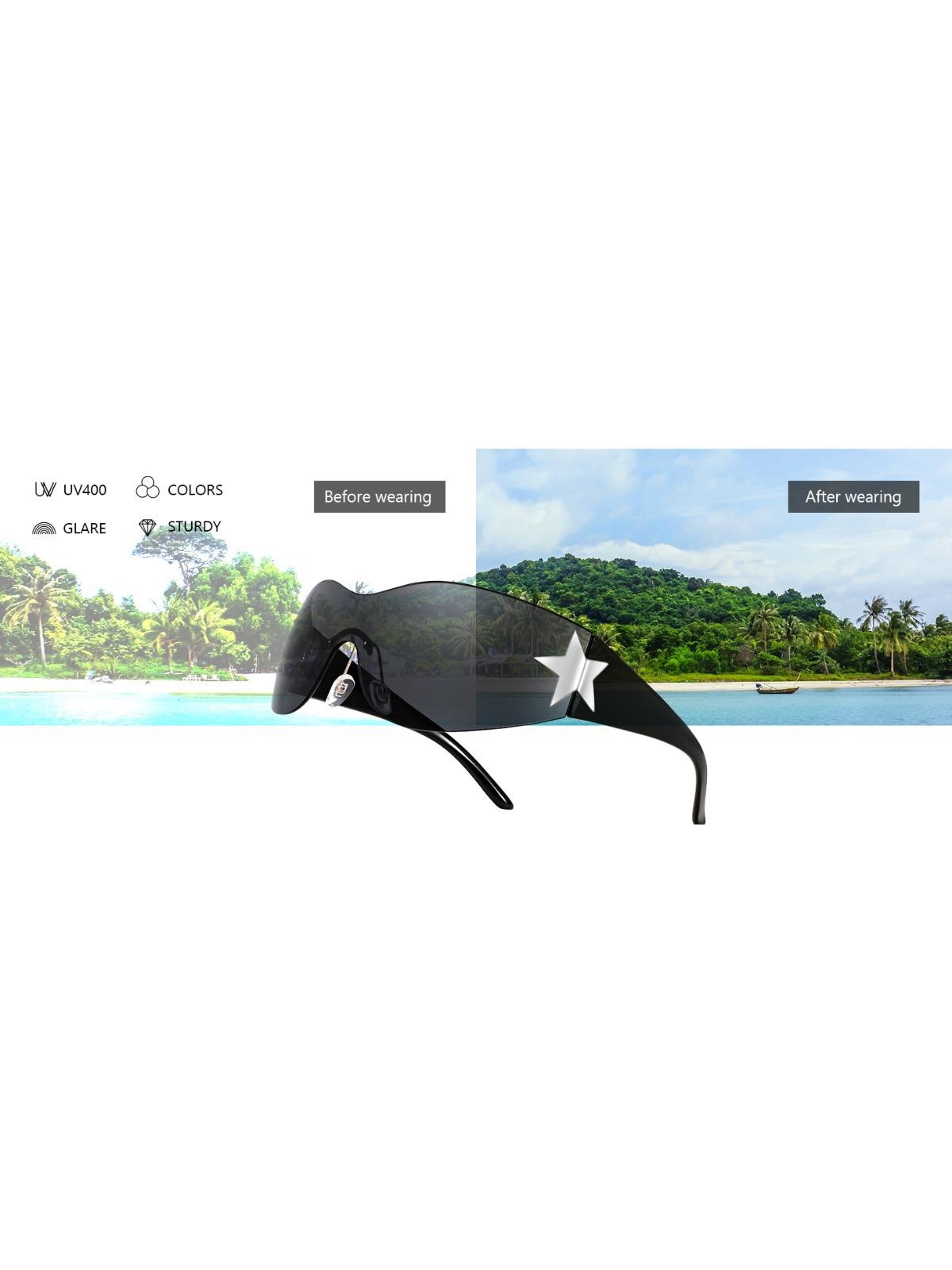 FEISEDY Y2K Sunglasses for Women Men 2000s Fashion Rimless Wrap Around Frameless Star Sun Glasses B9090 FEISEDY Y2K Sunglasses for Women Men 2000s Fashion Rimless Wrap Around Frameless Star Sun Glasses B9090