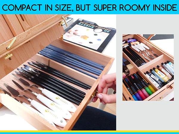 MEEDEN Art French Easel for Outdoor Painting: Wooden Plein Air Easel Box - 57''-72'' Height Adjustable Travel Easel - Black