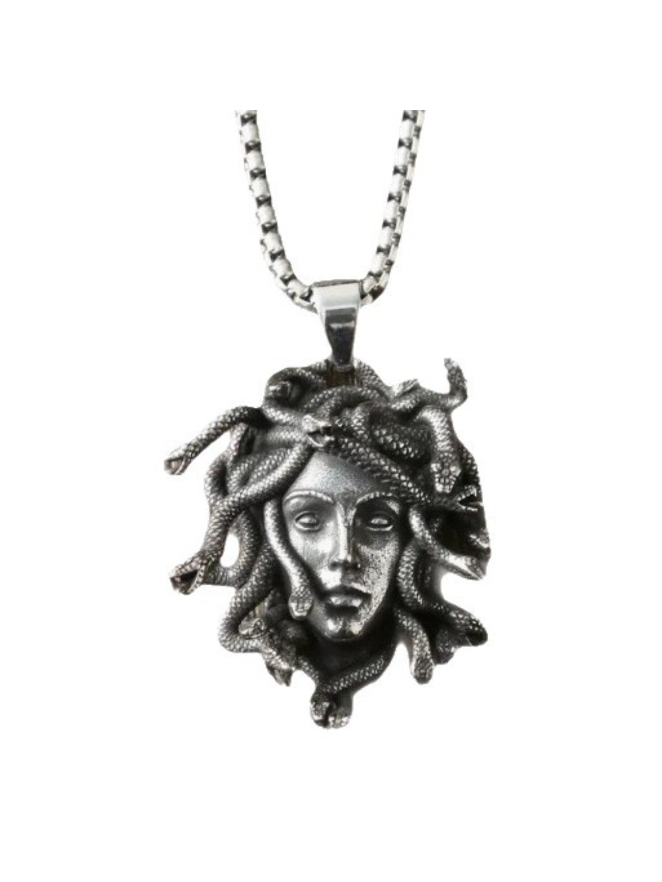 Vintage Medusa Head Pendant Necklace - Greek Mythology Gothic Stainless Steel Jewelry for Men/Women