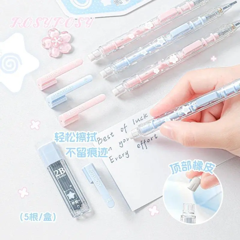 Lucky Omamori Exam Pencil Set Kawaii Retro Japanese 2B Mechanical Pencils for Test Prep with Refills Student Writing Supplies