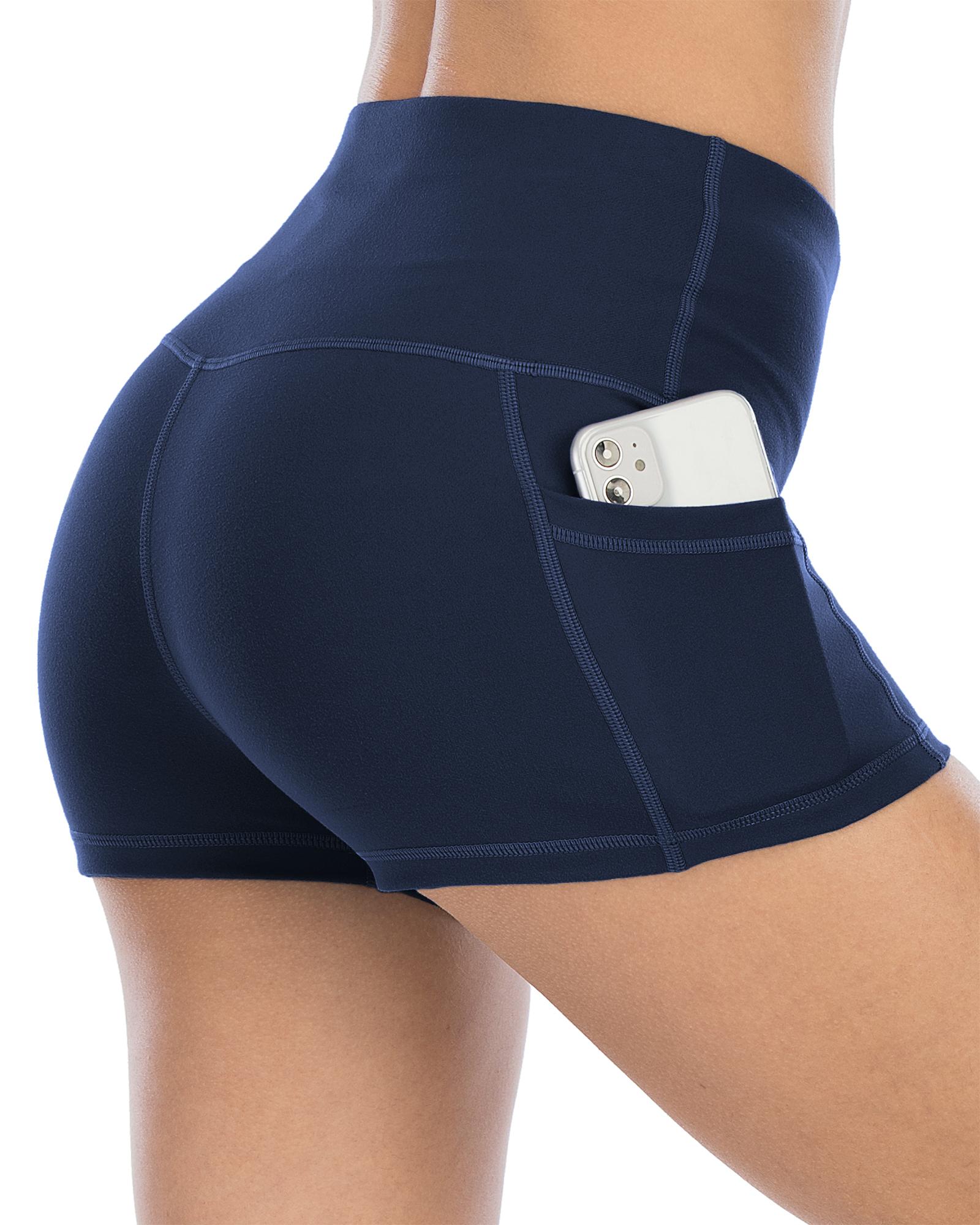 CHRLEISURE 3/5PCS  Women's Shorts With Pockets High Waisted Bikershorts For Exercise & Yoga Shorts Leggings Gym Bikershorts