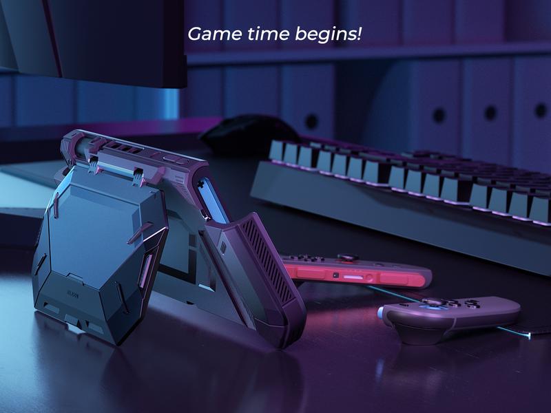 i-Blason Dockable Protective Case for Nintendo Switch 2 (2025) - Foldable JoyCon Holder, Game Card Storage, Ergonomic Uni-Body Grip with Flip Stand & Bumper Cover Portable Controller Accessories