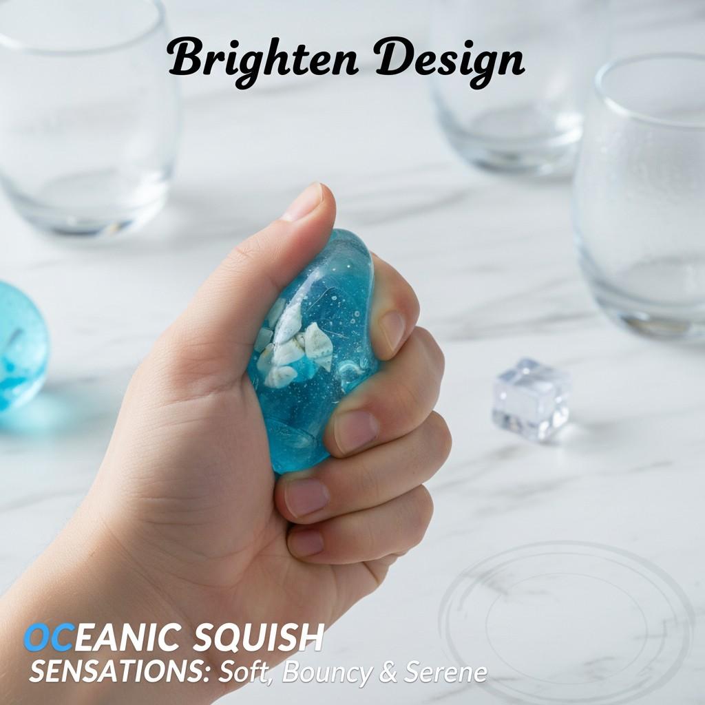 1pc Jell-O Ocean Ball Squeeze Toy, a soft, slow-rebound sensory toy. A breathable, relaxing, soft, and slow-bouncing stress-relief desk gadget with a durable, unique design. An essential relaxation tool for adults, perfect for desks, study tables, Easter