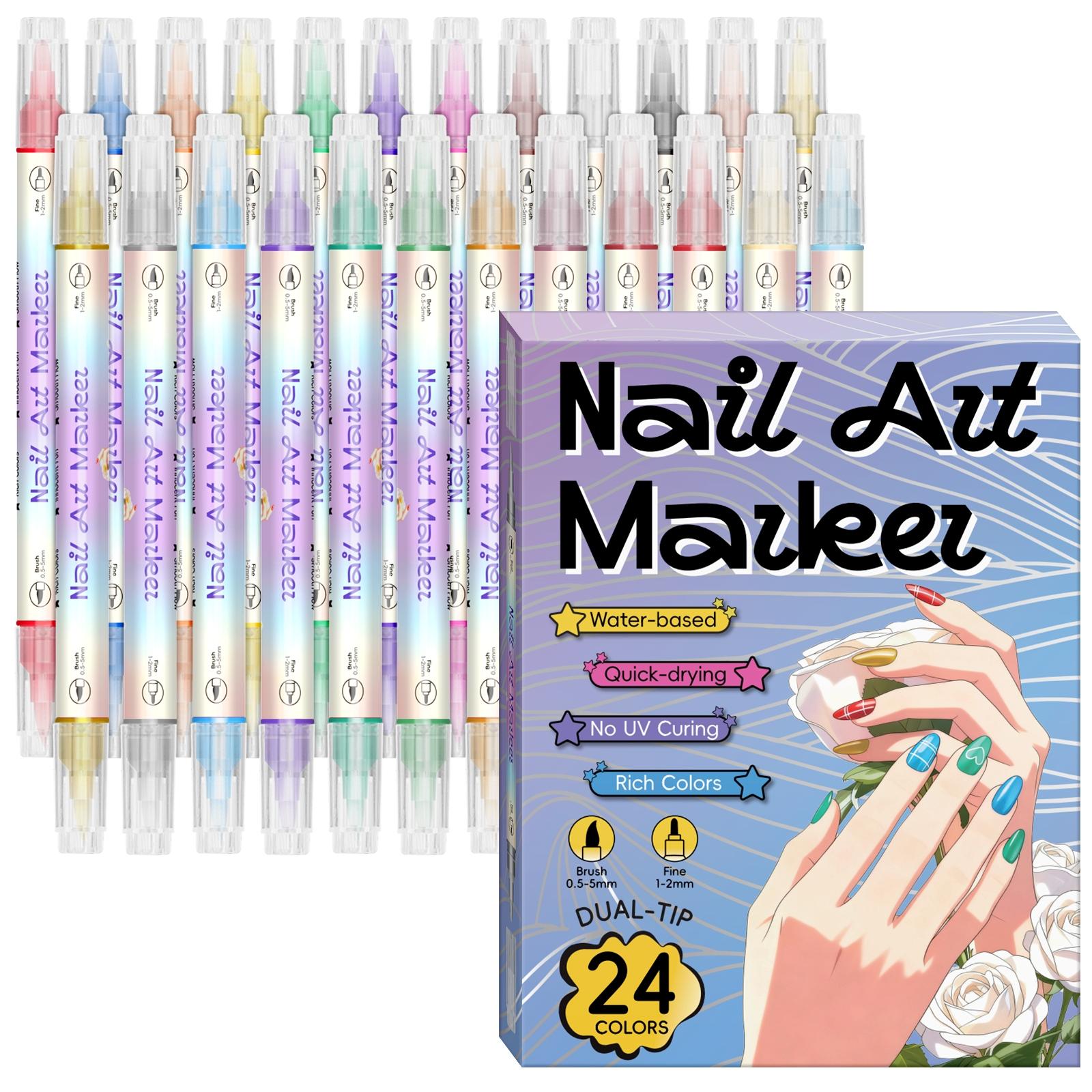 12 Color 3D Nail Art Pens Set,Nail Pens Nail Point Graffiti Dotting Pen Drawing Painting Liner Brush for DIY Nail Art Beauty Adorn Manicure Tools Nail Design Pen