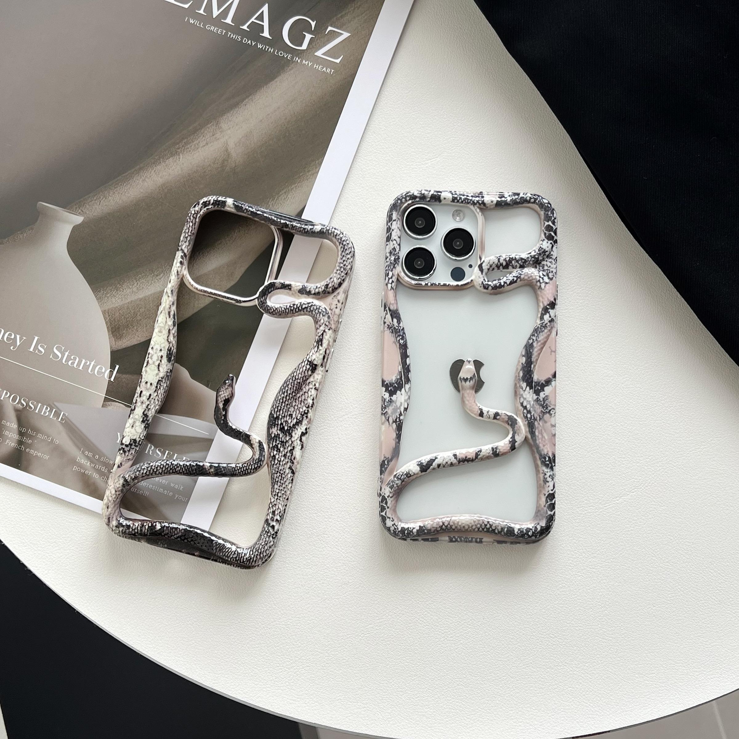 3D Snake Skin Pattern Phone Case, Creative Snake Design Phone Protective Cover, Phone Accessories Compatible with iPhone 15 14 13 12 11 Pro Max, Casing