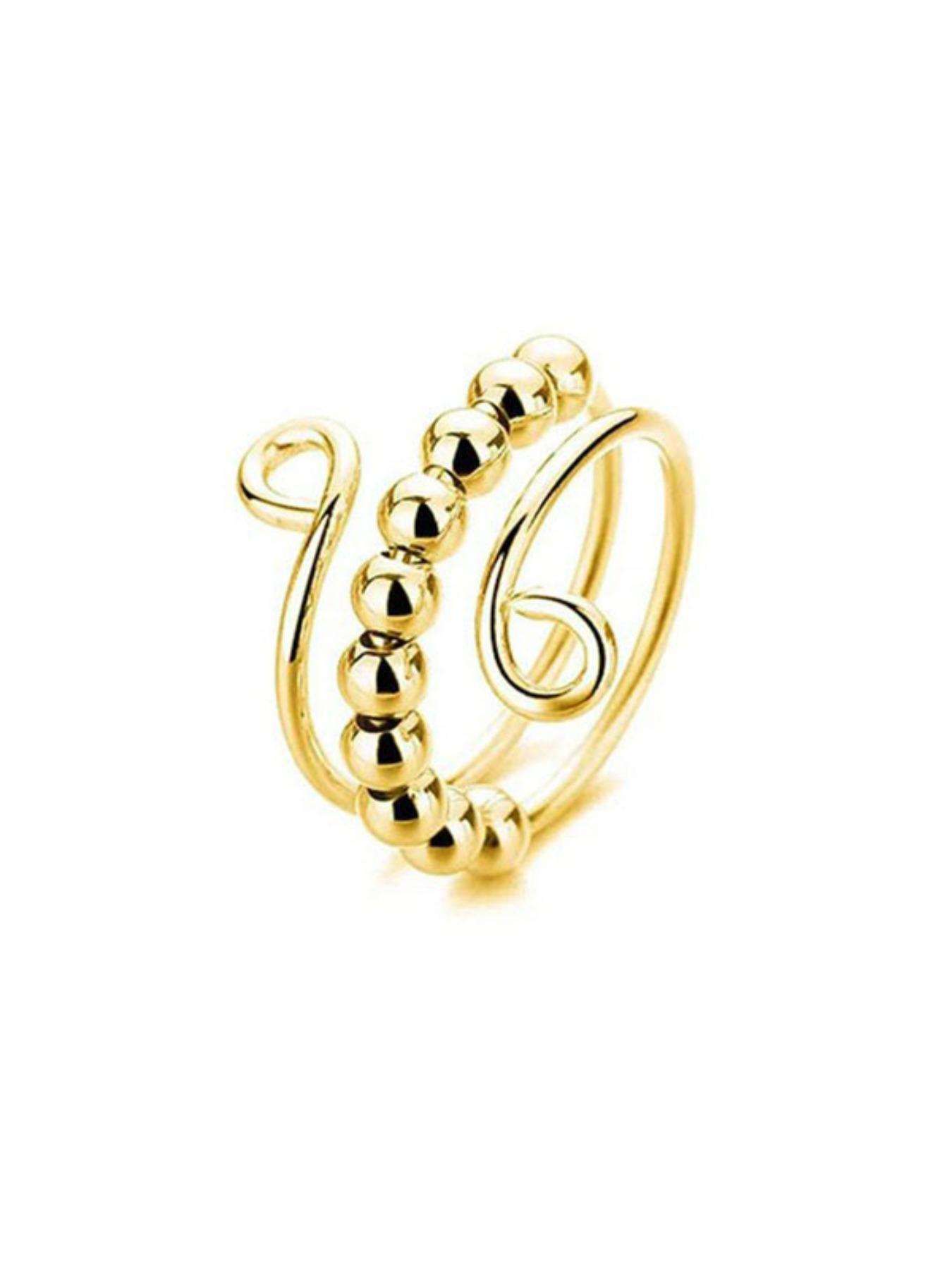 Anxiety Ring - Anxiety Relief Rings, Adjustable rotating ring, helps relieve anxiety, stress and meditation - Rotatable and stackable 10 beads, suitable for both men and women - Unique design, helps calm and focus - Anxiety Fidget Ring