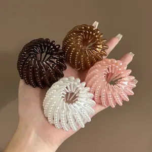 4pcs Retractable Bird Nest Hair Clips Multi Color Available Lazy Bun Maker for Effortless High Ponytail and Updos