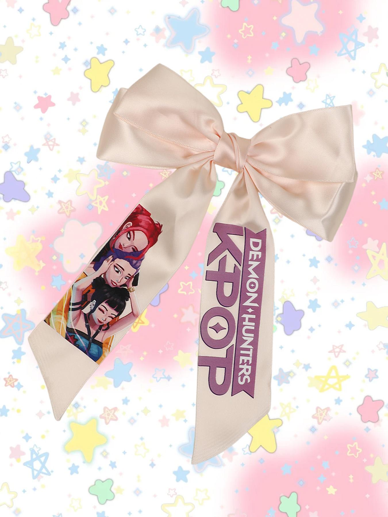 4pcs/1pcLarge Kpop Hair Bow with Girl Band Printed Ribbons | Comfortable Secure Clip | Versatile Design Hair Clip Set