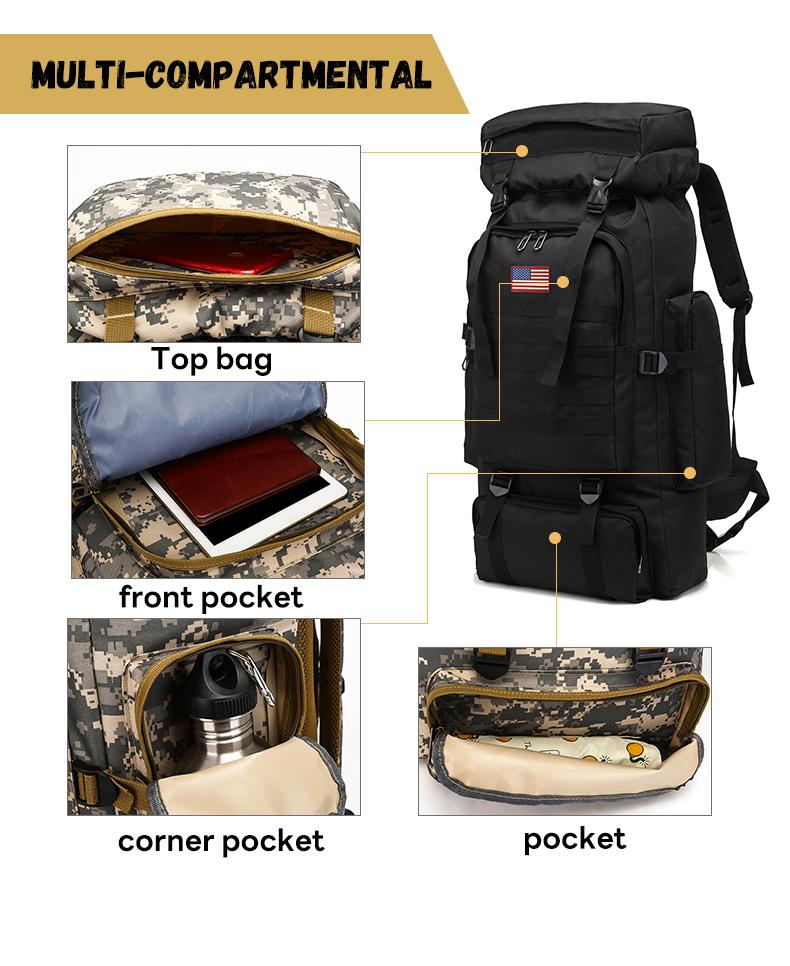 【Black Friday】Prepper Bags, 80L Big Forest Bugout Bags, 600D Oxford Fabric Go Bag, Waterproof and Breathable Travel Backpack, Spend night Biggie Handbag, Rugged and Durable Men's Camouflage Backpack Hiking Camping Hunting Fishing