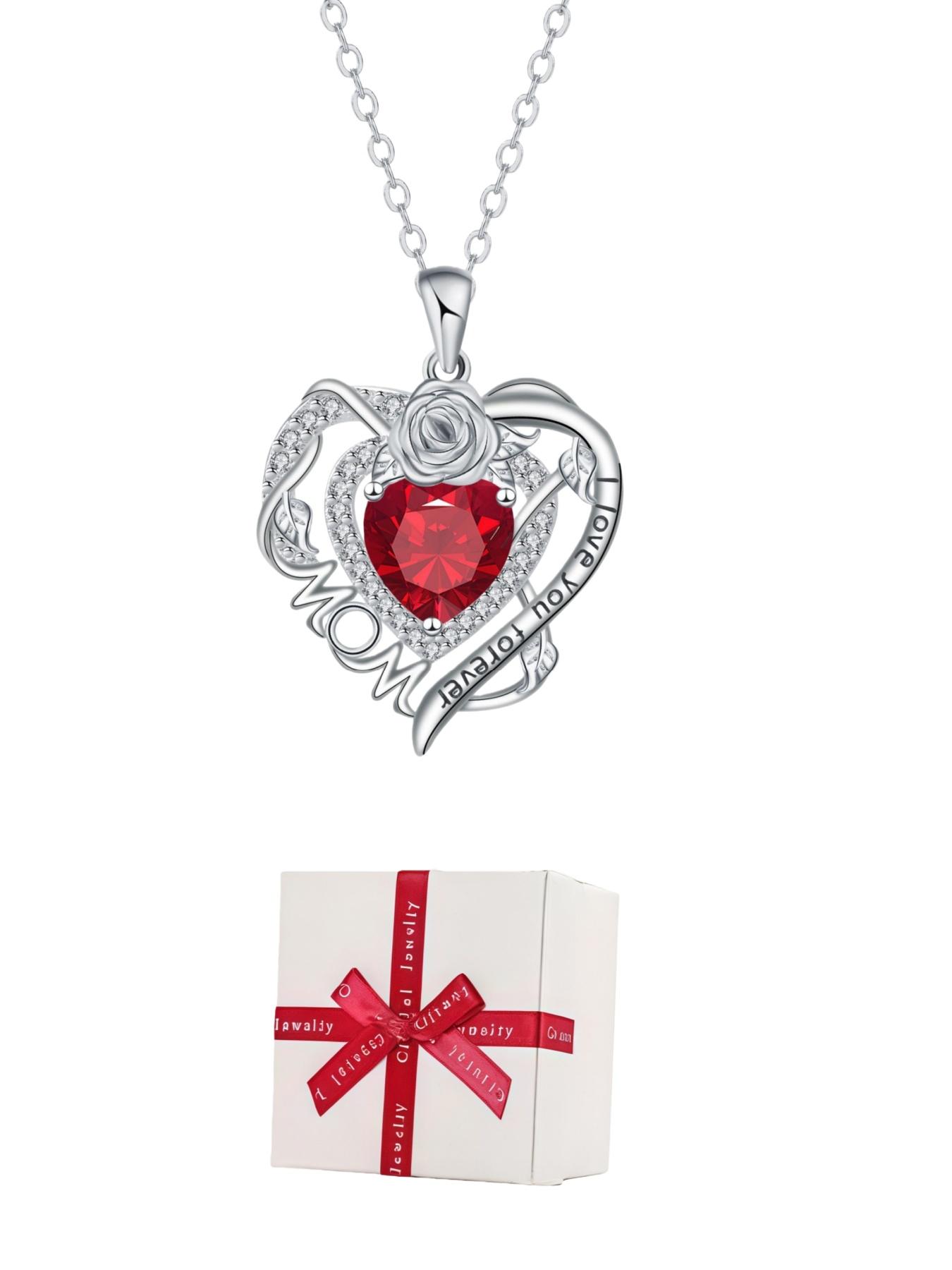 Rose Heart Forever Mom Original heart-shaped rose pendant, luxury premium gem necklace.Paired with a purple preserved rose gift box.Ideal gift for birthdays, Mother’s Day and Valentine’s Day.