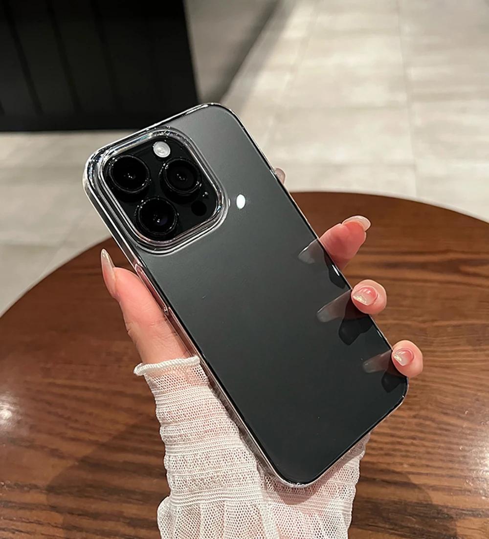 Hard Luxury Shockproof Clear Bumper Cases For iPhone 16 15 14 13 12 11 Pro Max Plus Transparent Acrylic Phone Cover Accessories Cellphone Protection ip16 Tempered Glass Protective Casing