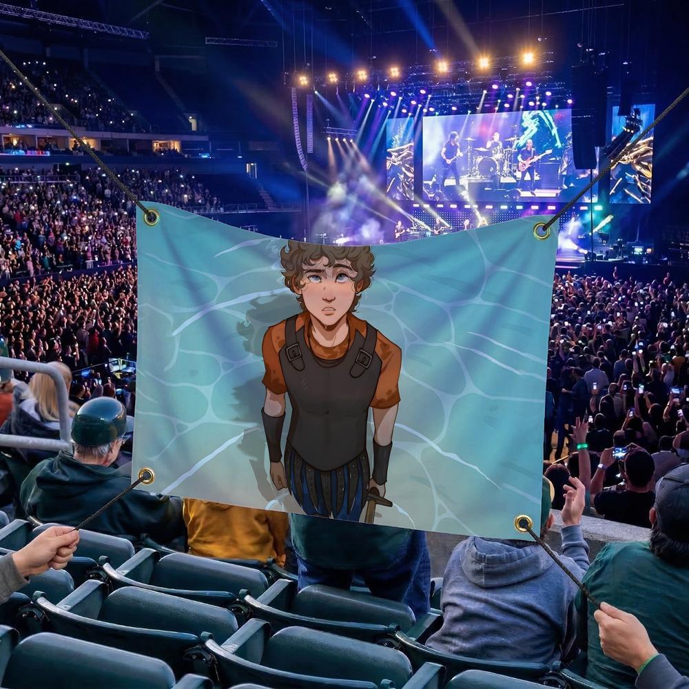 P-Percy Jackson MOVIE Flags Multi Size Atmosphere Flag, Cheerleading Hand Pulled Banner, Portable Outdoor Event Flag & Wall Decor for Sports, Parties, Home and Room Decoration