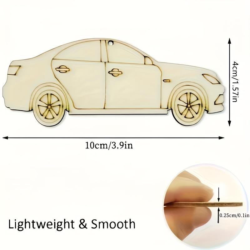 10 wooden car, sports car, and racing car shaped pieces for DIY painting and graffiti crafts, wooden hanging ornaments, decorations for holidays, weddings, family parties, and birthdays