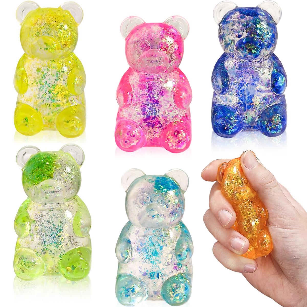 1/4pcs Gummy Bear Squish Fidget Toys Stress Balls for Kids ,Squish Sugar Ball Sensory Toys, Party Favors for Kids Squeeze Toy, Stress Relief Toy Squeeze Ball, Easter Basket Stuffers