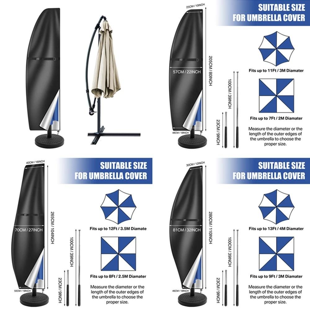 Outdoor Cantilever Umbrella Cover, Waterproof Patio Parasol Cover, Banana Straight Style, All-Season Parasol Umbrella Protection