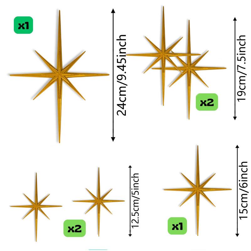 Mini Elongated Mid Century Modern Starburst Wall Decor Set of 6, Indoor Atomic Art Retro Home Decor, Wooden Decor, Walls Art, Wall Decor, Home Decor