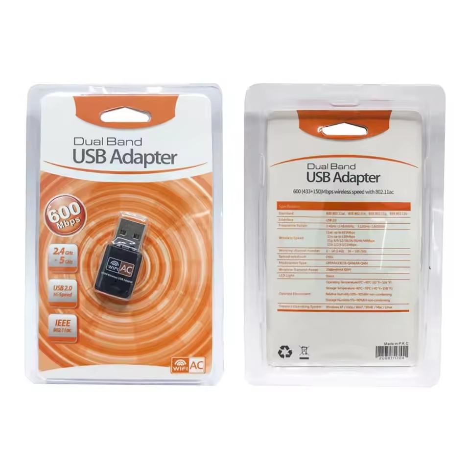 600Mbps USB WiFi Adapter, Dual Band 5GHz 2.4GHz Wireless Network Card with Internal Driver, Plug and Play Mini WiFi Dongle for PC Desktop Laptop, Compatible with Windows 11 10 8 7, Mac OS