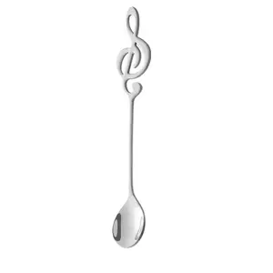 Stainless Steel Coffee Stirrer Spoon, Musical Note Design, Cake Dessert Spoon, Mug Ice Scoop, Gift Idea