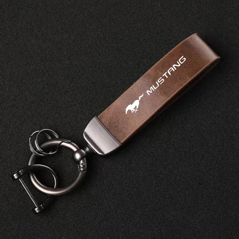 Luxury Genuine Leather Keychain, Car Key Ring for Ford Focus Mk2 Mk3, Fiesta Mk7, Ranger, Mondeo Mk4, S-Max, Kuga, Mustang Accessories
