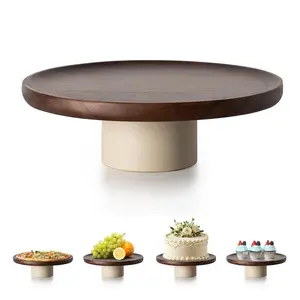 Rustic Acacia Wood Cake Stand (9/11 in) - Natural Wooden Pedestal Platform, Smooth Finish, Durable, Easy Care, for Wedding Birthday Dessert/Cupcake Display, Farmhouse Kitchen Decoration, Gift Summerwins