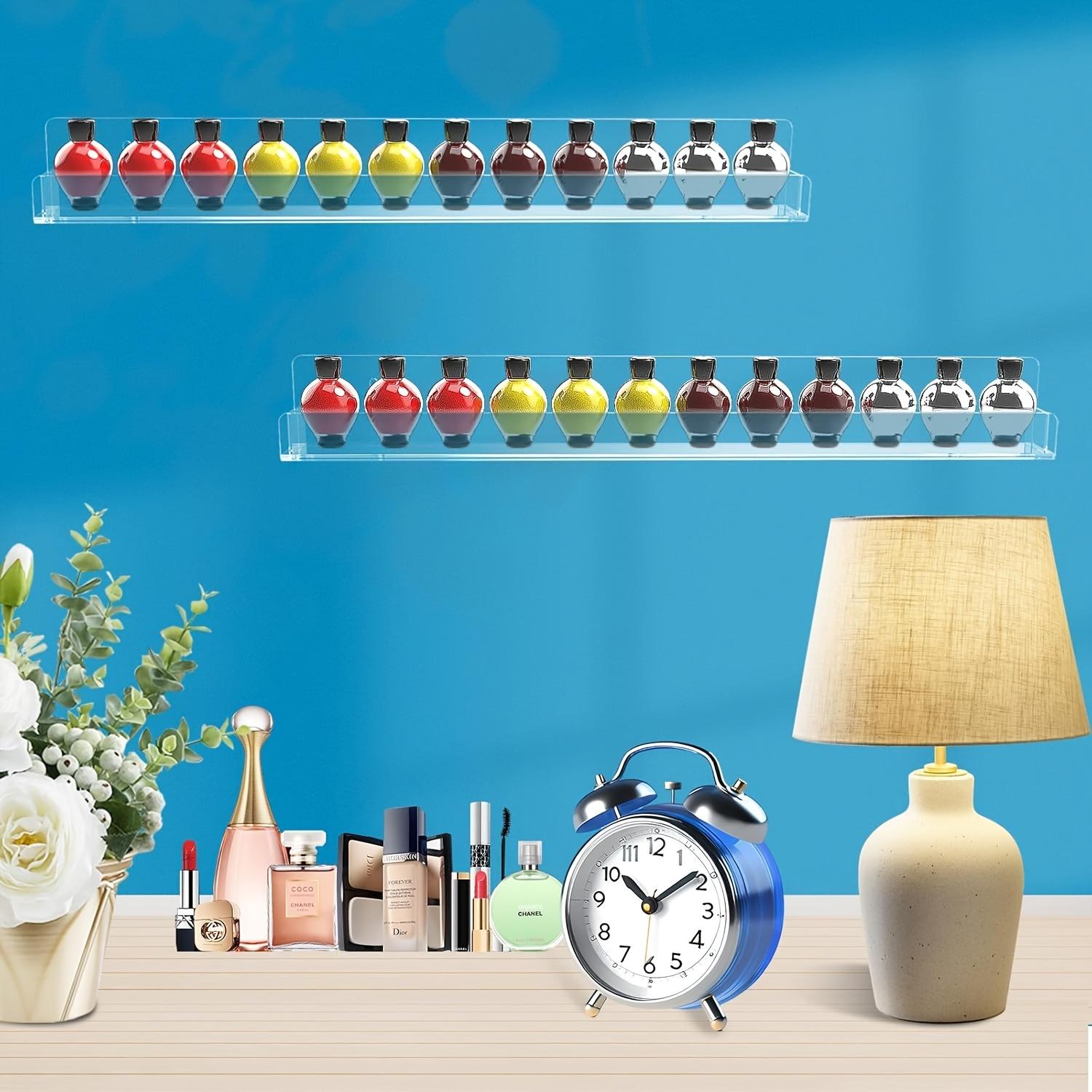 Transparent acrylic glass storage rack, designed for nail polish display, with 3, 6, 9 or 12 compartments, suitable for salons, retail stores and dressing rooms, Clear Display Stand