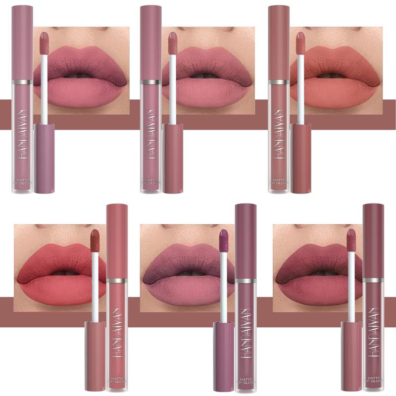 HANDAIYAN 6Pcs Matte Liquid Lipstick Set - Long Lasting & High Pigmented | Nude Lip Stain Makeup Kit - Waterproof, Non-Stick Cup Transfer | Perfect Makeup Gift for Women HANDAIYAN 6Pcs Matte Liquid Lipstick Set - Long Lasting & High Pigmented | Nude Lip Stain Makeup Kit - Waterproof, Non-Stick Cup Transfer | Perfect Makeup Gift for Women