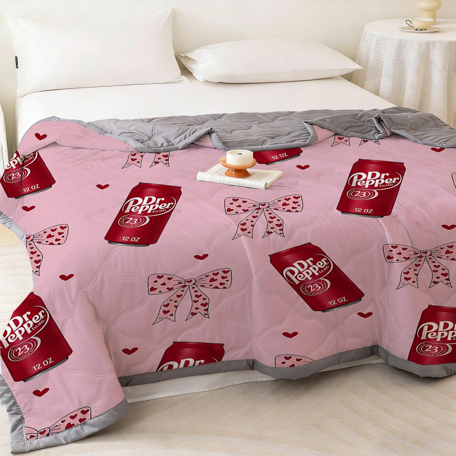 Soda Can Bow Summer Quilt, Sweet Girl Style Air Conditioning Blanket, Soft Skin-Friendly All-Season Home Use Single/double Size