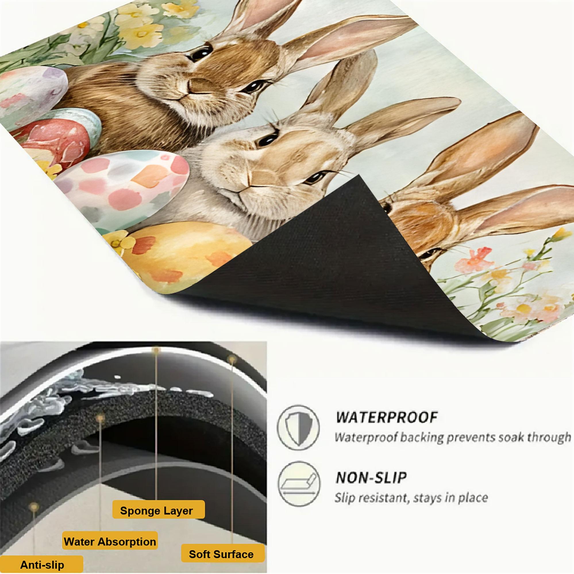 Easter Soft Electronic Stove Panel Protector Pad, Rabbit Bunny Egg Flower Design, Scratch Resistant, Easy to Clean, Multi-Purpose Kitchen Cover