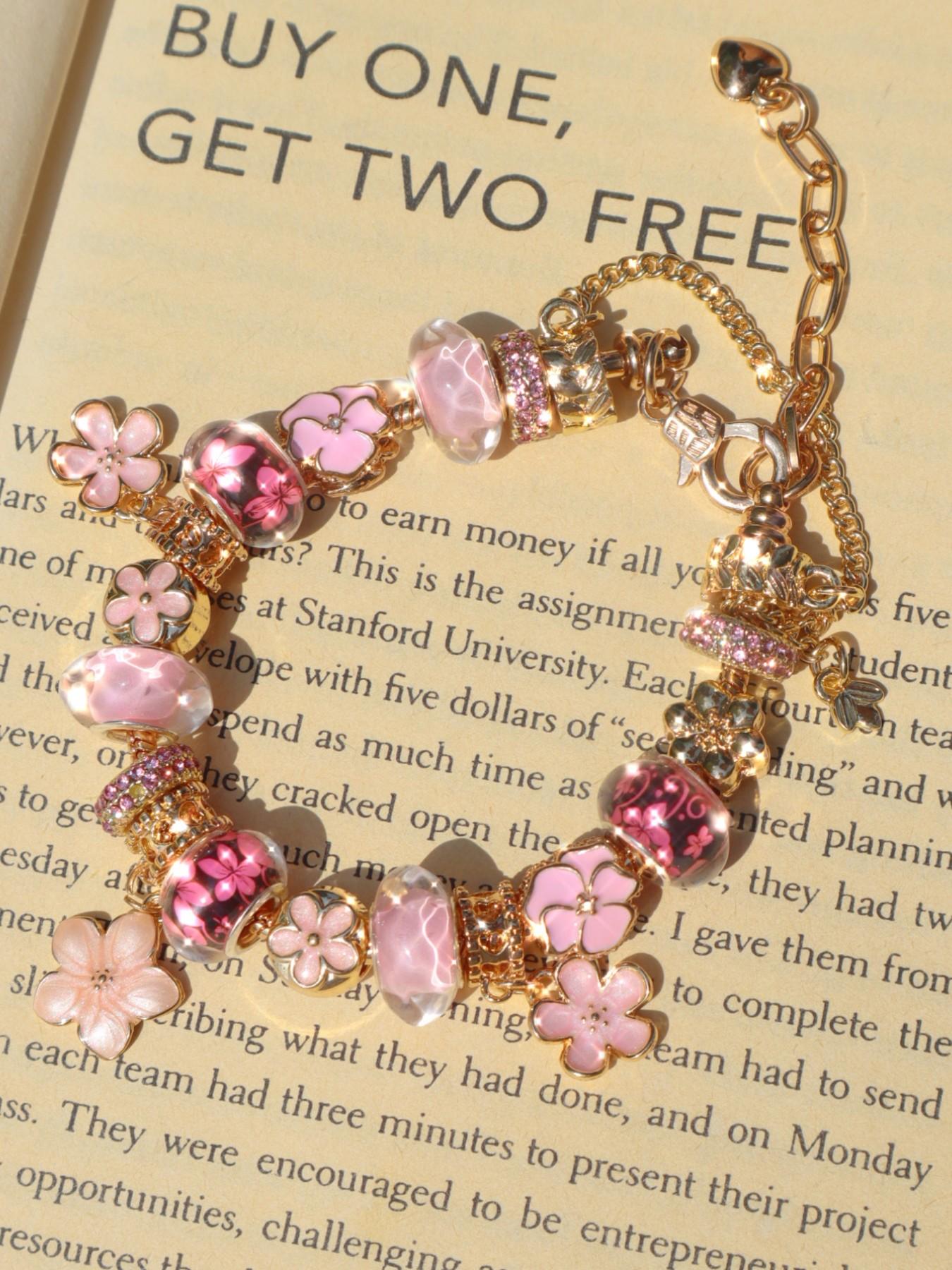 Vintage Cherry Blossom Charm Bracelet, Classic Flower Charm Bracelet, Best Friend Gift Bracelet, Elegant Jewelry Accessory