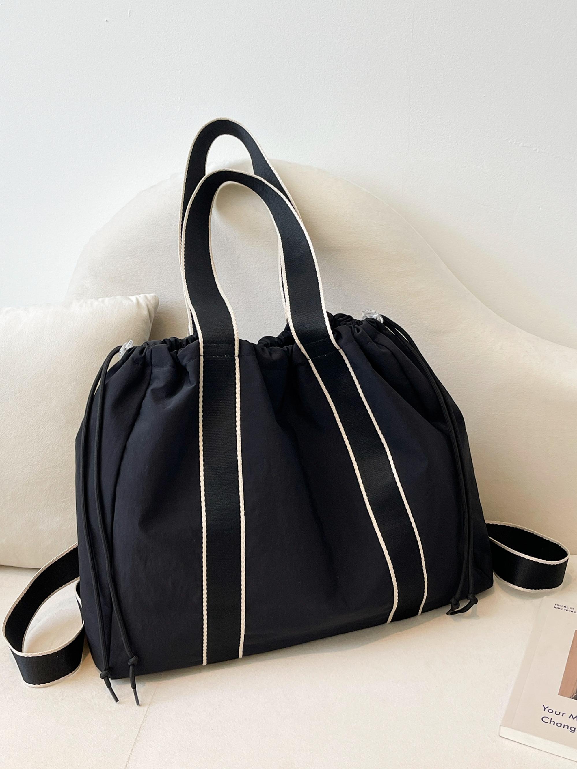 Minimalist Nylon Crossbody Bag, Adjustable Drawstring Closure, Versatile Shoulder & Handbag, Unisex Design, Daily Commute & Leisure