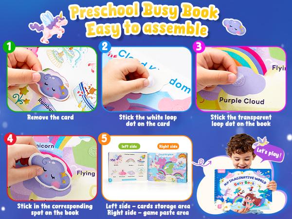 JoyCat Preschool Busy Books Language Toys, Montessori Busy Board, Educational Learning Flash Cards, Sensory Toys, Creative Learning & Fun Activities