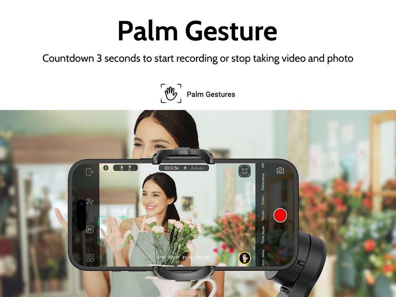 AOCHUAN Gimbal Stabilizer for Smartphone, Automatic Face Tracking Gimbal w/Wireless Charging iPhone Gimbal for iPhone 15 Pro Max/Android Foldable 3-Axis Handheld anti-shaking Phone Gimbal (1 piece) for Live Video Recording -Smart X Pro