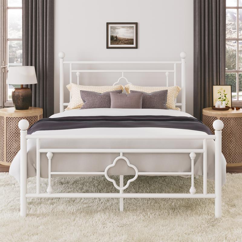MUTICOR 14in Metal Platform Bed Frame,Vintage Iron-Art Headboard【Frame Only No Mattress】Metal Slats Support Bed Base for Storage,No Box Spring Needed,Full/King/Queen Size Bed Frame#TikTokShopBlackFriday #ChristmasGifts