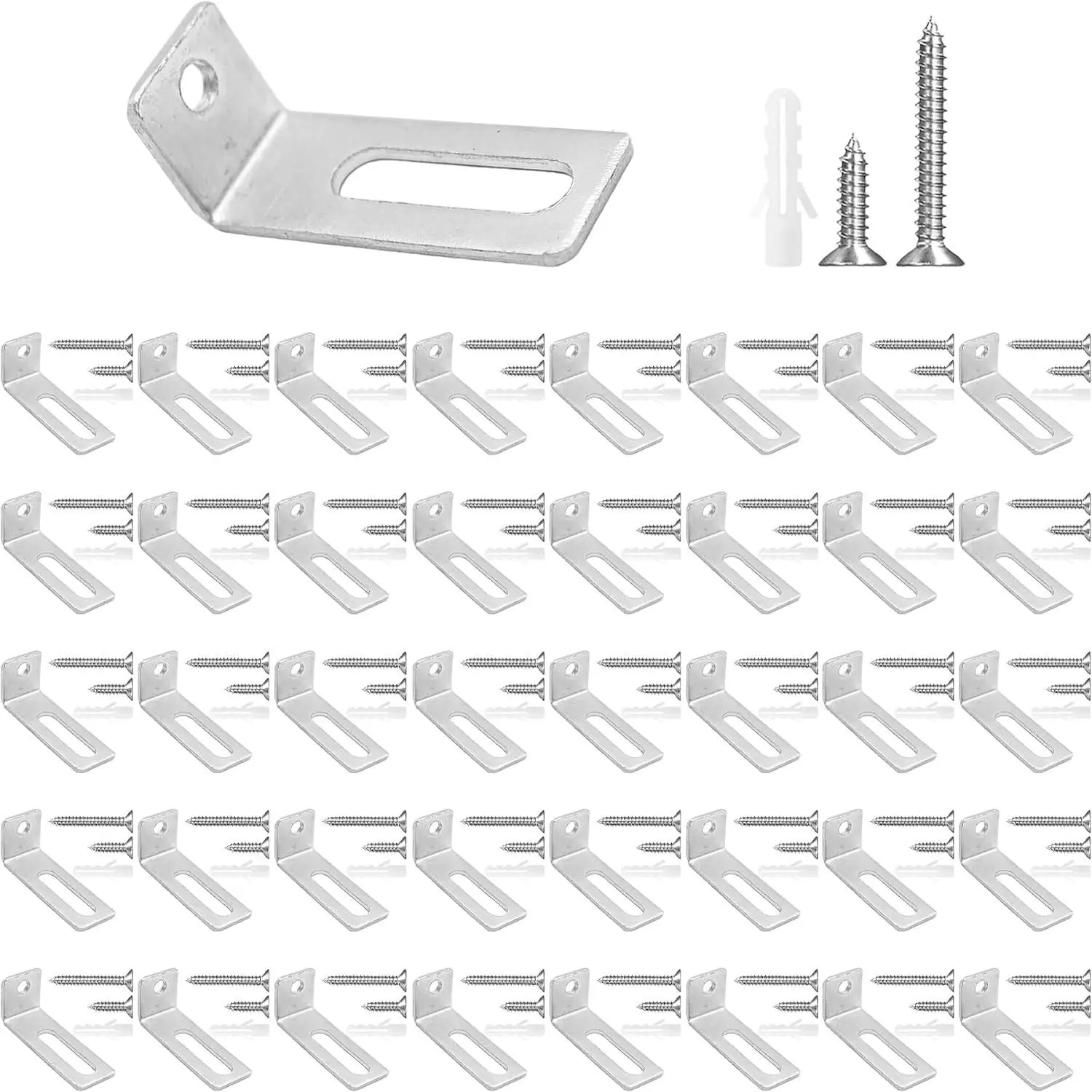 40PCS Whiteboard Mounting Hardware Kits, L-Shaped Hanging Brackets with Screws & Expansion Tubes, Wall Installation Support Kit for Office Classroom Home