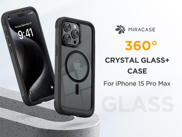 Miracase Glass Cellphone Case ,Full-Body Magnetic Case ,with Built-in 9H Tempered Glass Screen Protector, with Camera Lens Protection Accessories Shockproof Cover Protective Smartphone Casing