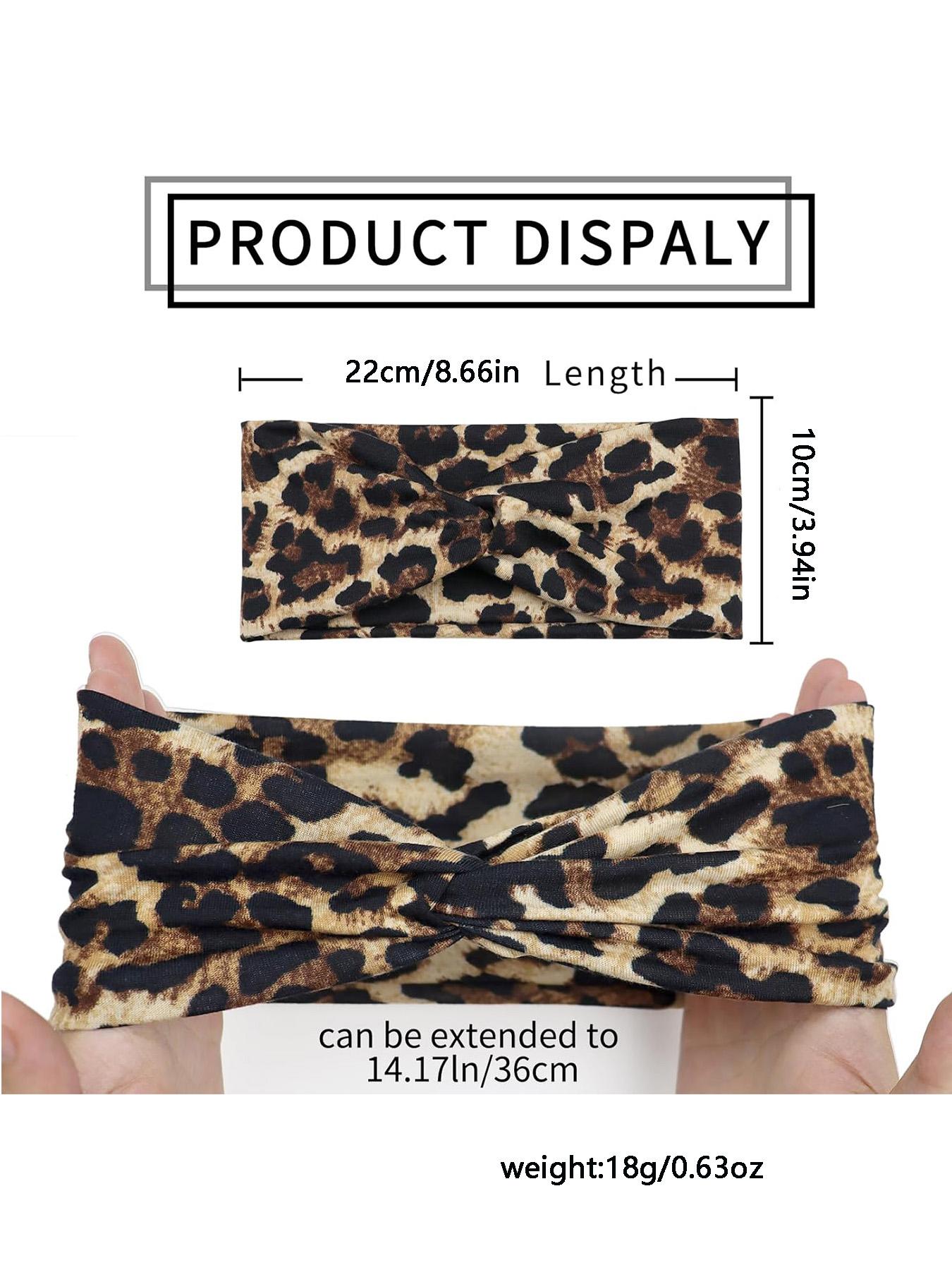 6pcs Boho Fashion Leopard Print Cross Hairbands Set, Comfortable Elastic Workout Headbands for Running Yoga Party Daily Wear, Zigzag Headband