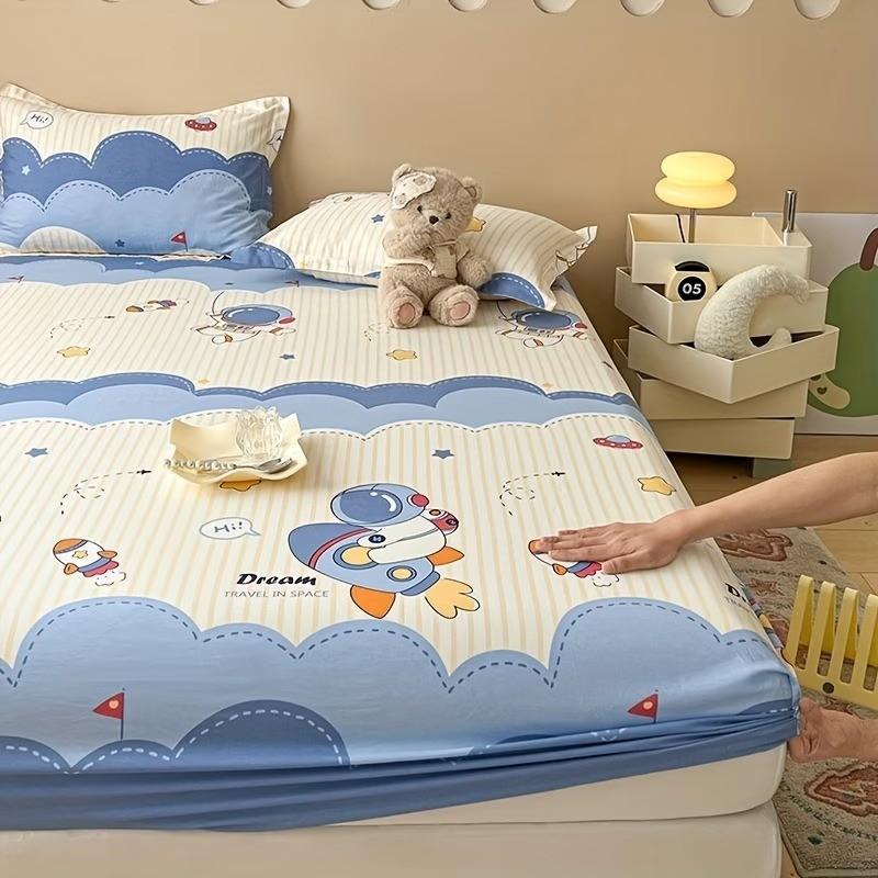 3pcs Bed Sheet + Pillowcase Set, Cartoon Design, Active Dye Print, Bedroom Bedding, Bed Linens, Bedding Essentials, Comfortable Home Textiles, Perfect for Daily Use